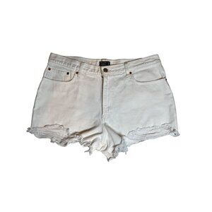 Abercrombie & Fitch Annie High Rise White Distressed Denim Shorts Size 32/14